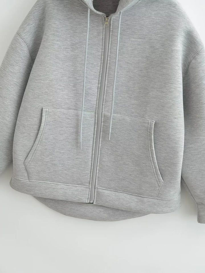 Gudrun | Damen Kapuzenjacke mit Reißverschluss und Lockerer Passform