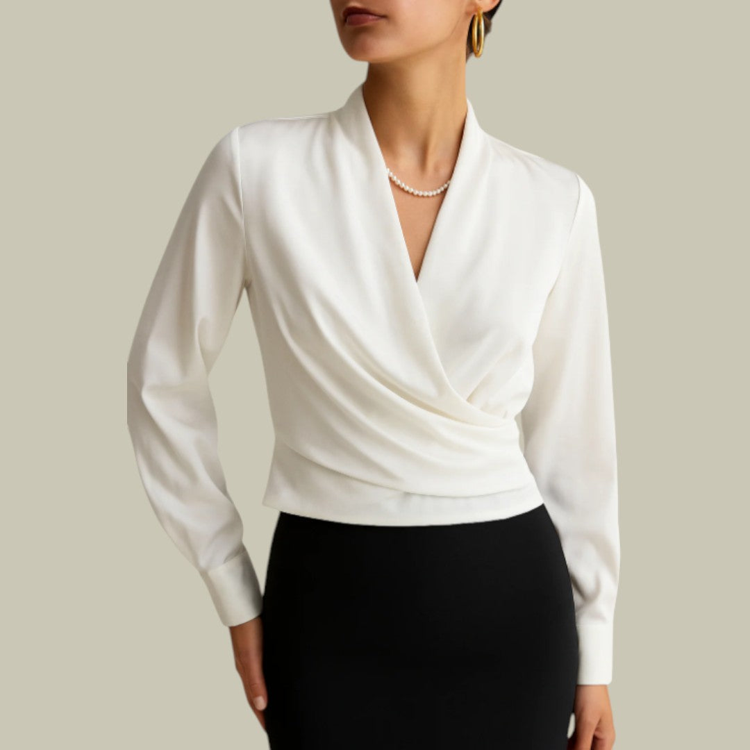 Verena | Elegante Satin Wickelbluse für Damen