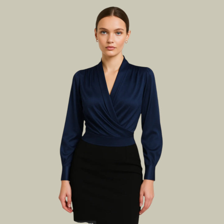Verena | Elegante Satin Wickelbluse für Damen