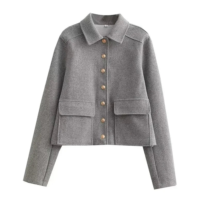 Lara | Damen Smart-Casual kurz geschnittene Jacke mit Knopfleiste vorne