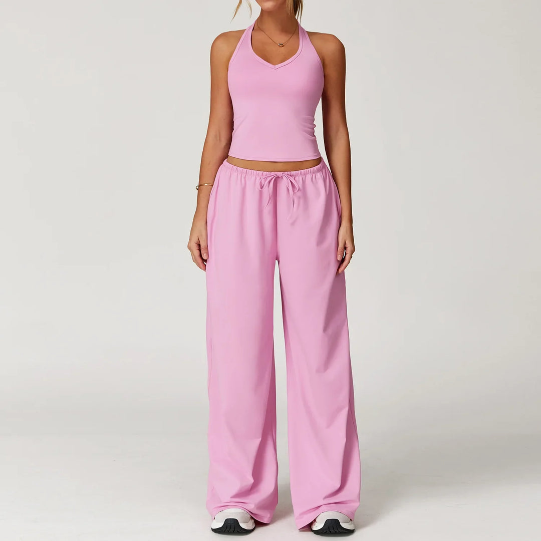 Franziska | Damen Halter Crop Top Lounge Set