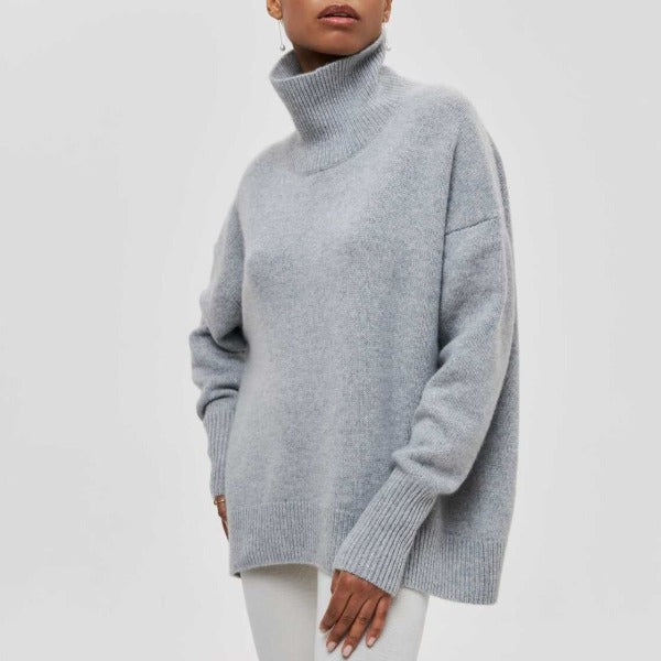Lilian | Damen Übergroßer Winterpullover mit hohem Kragen