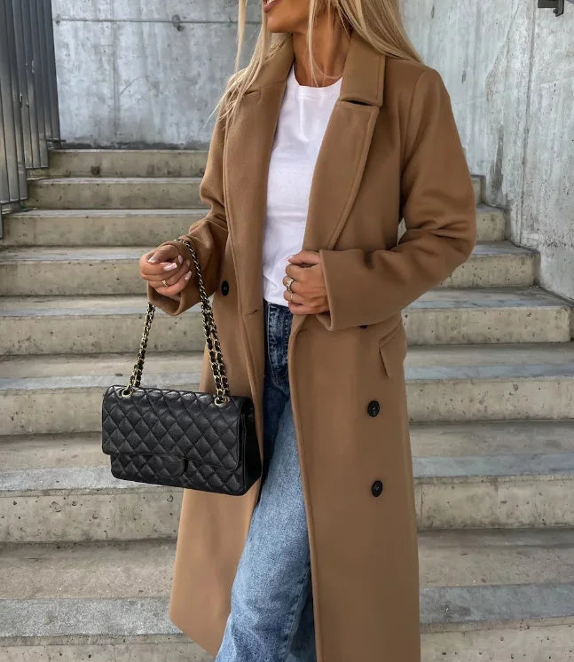 Ingvild | Elegant Dame Dobbelt­radet Lang Kåpe