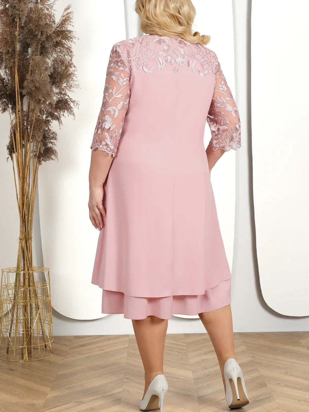 Brodert Aftenkjole for Kvinner Plus Size