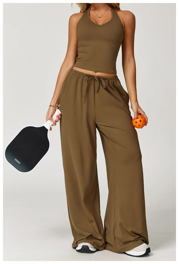 Franziska | Damen Halter Crop Top Lounge Set