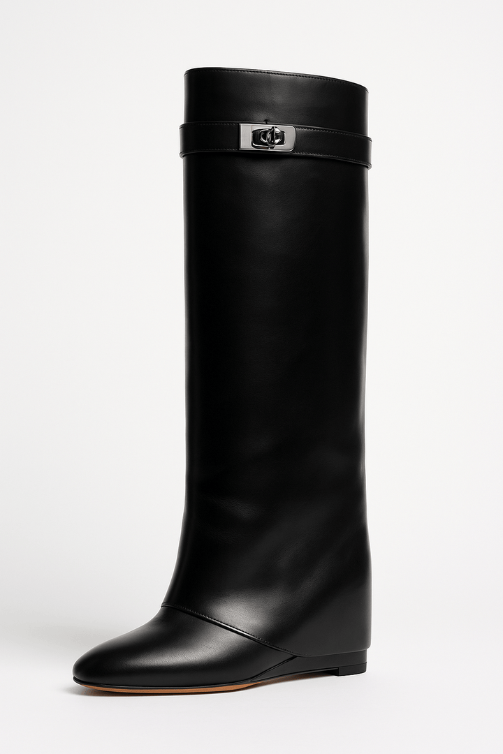 Felicia | Damen Elegante Stiefel mit Keilabsatz und spitzer Schuhspitze