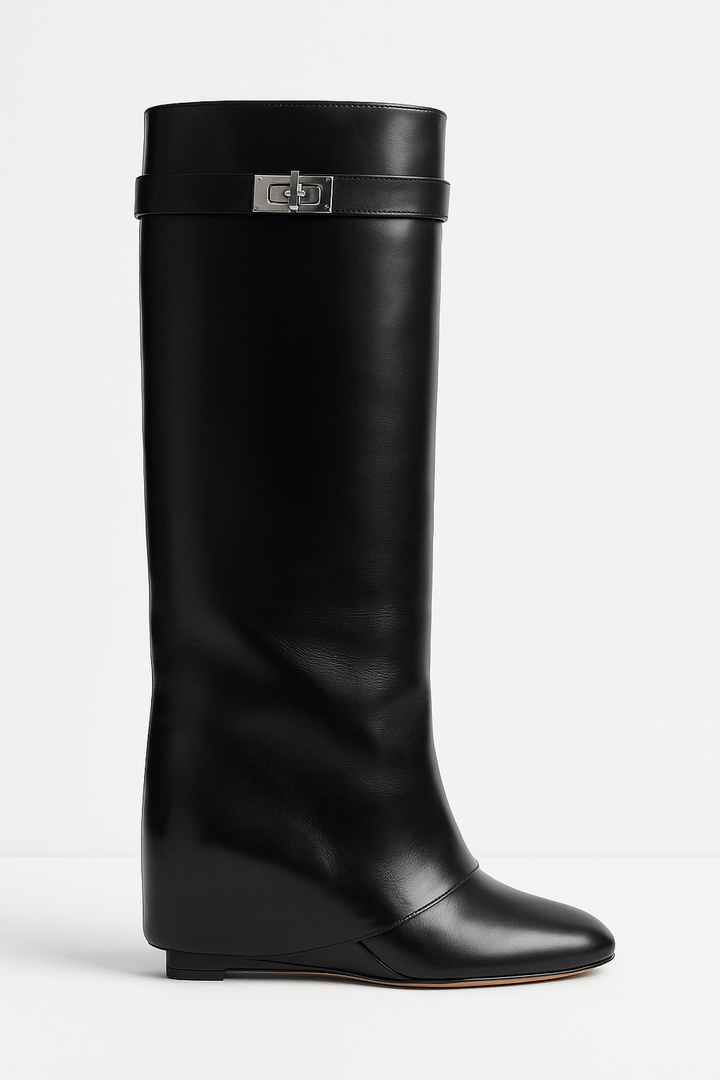 Felicia | Damen Elegante Stiefel mit Keilabsatz und spitzer Schuhspitze