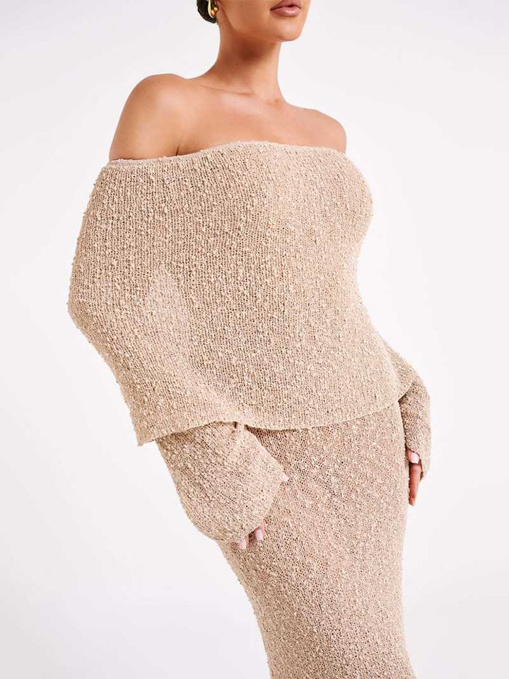 Cathrine | Elegant Skulderløs Kjole for Kvelden