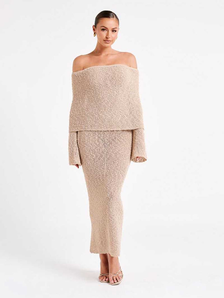 Cathrine | Elegant Skulderløs Kjole for Kvelden