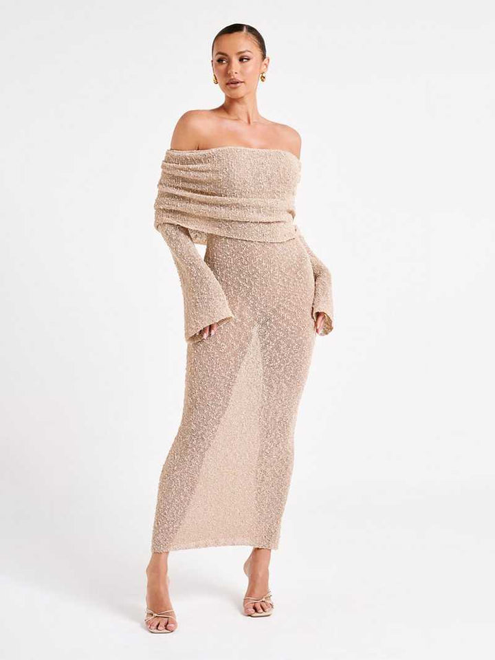 Cathrine | Elegant Skulderløs Kjole for Kvelden