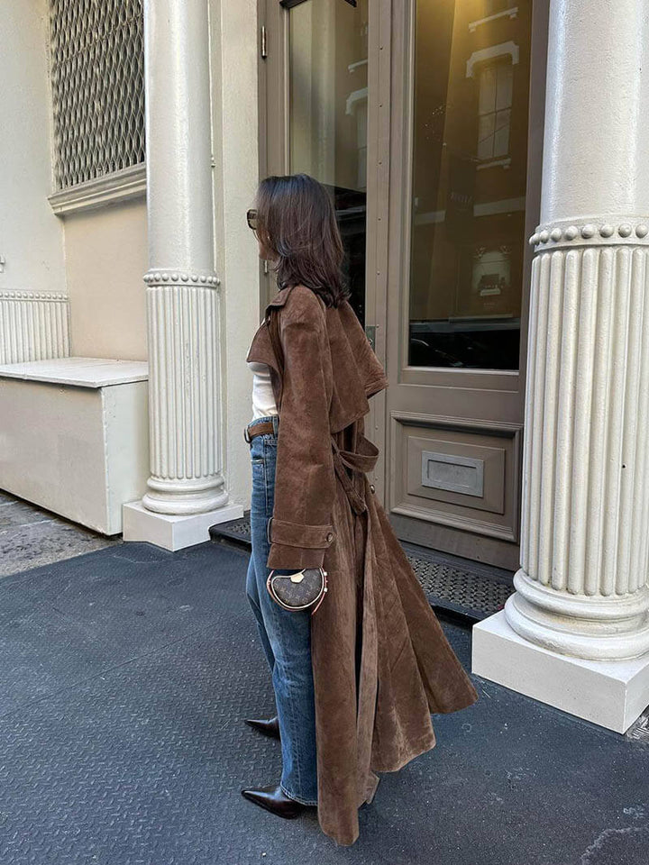 Emilia | Damen Winter Suede Doppelknopf Mantel
