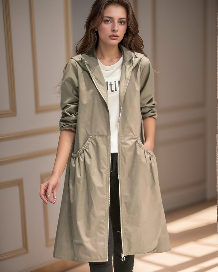 Lydia | Damen Winter-Jacke mit Kapuze und Reißverschlüssen sowie Taschen
