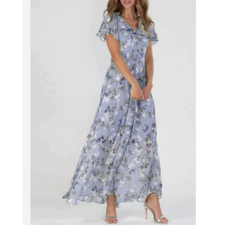 Victoria | Damen Boho-Maxikleid mit Flatterärmeln