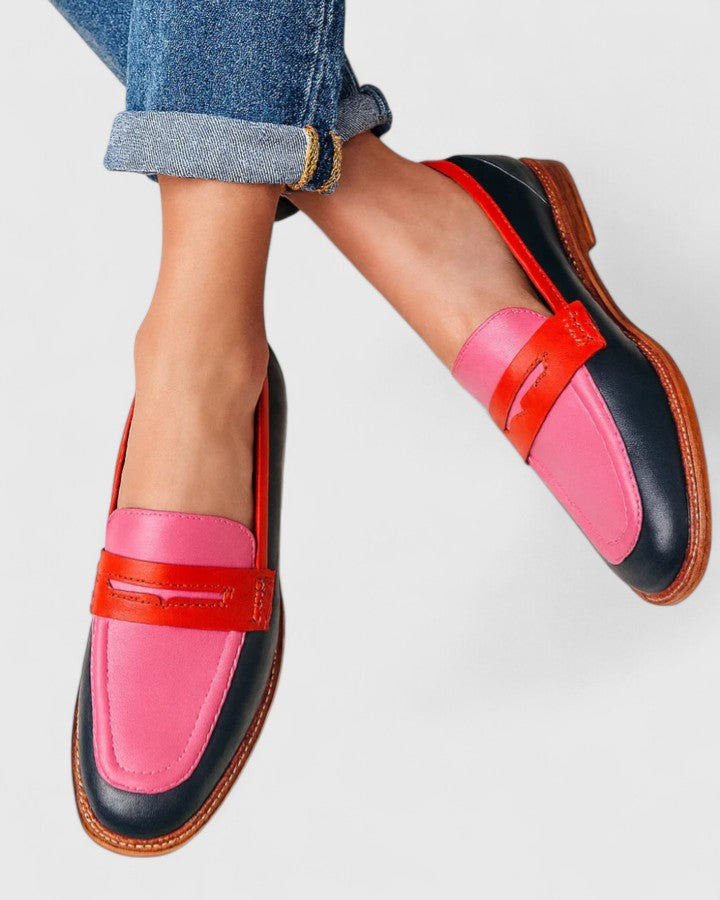 Melanie | Damen Klassische Modische Loafers mit Rundkappe