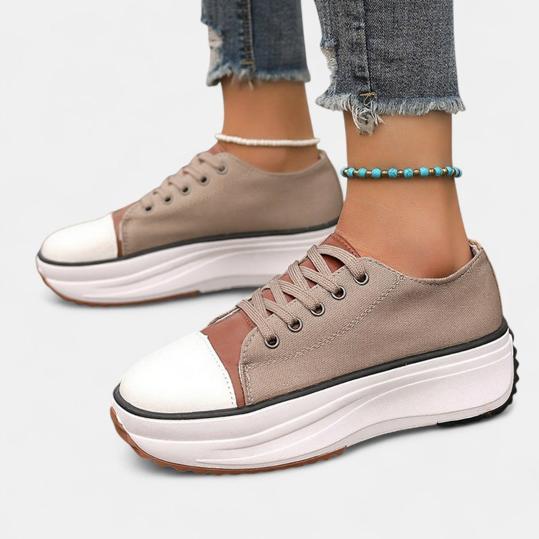 Gudrun | Damen Trendige Sneaker mit Rundspitze
