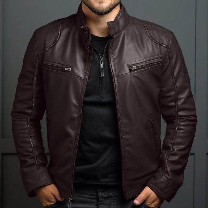 Alexander | Herren Klassische Bikerjacke mit Reißverschluss
