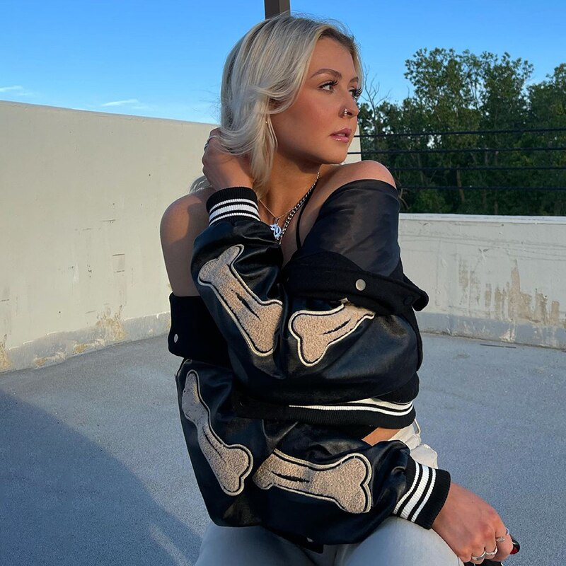 Laura | Damen Winter-Bomberjacke im Letterman-Style