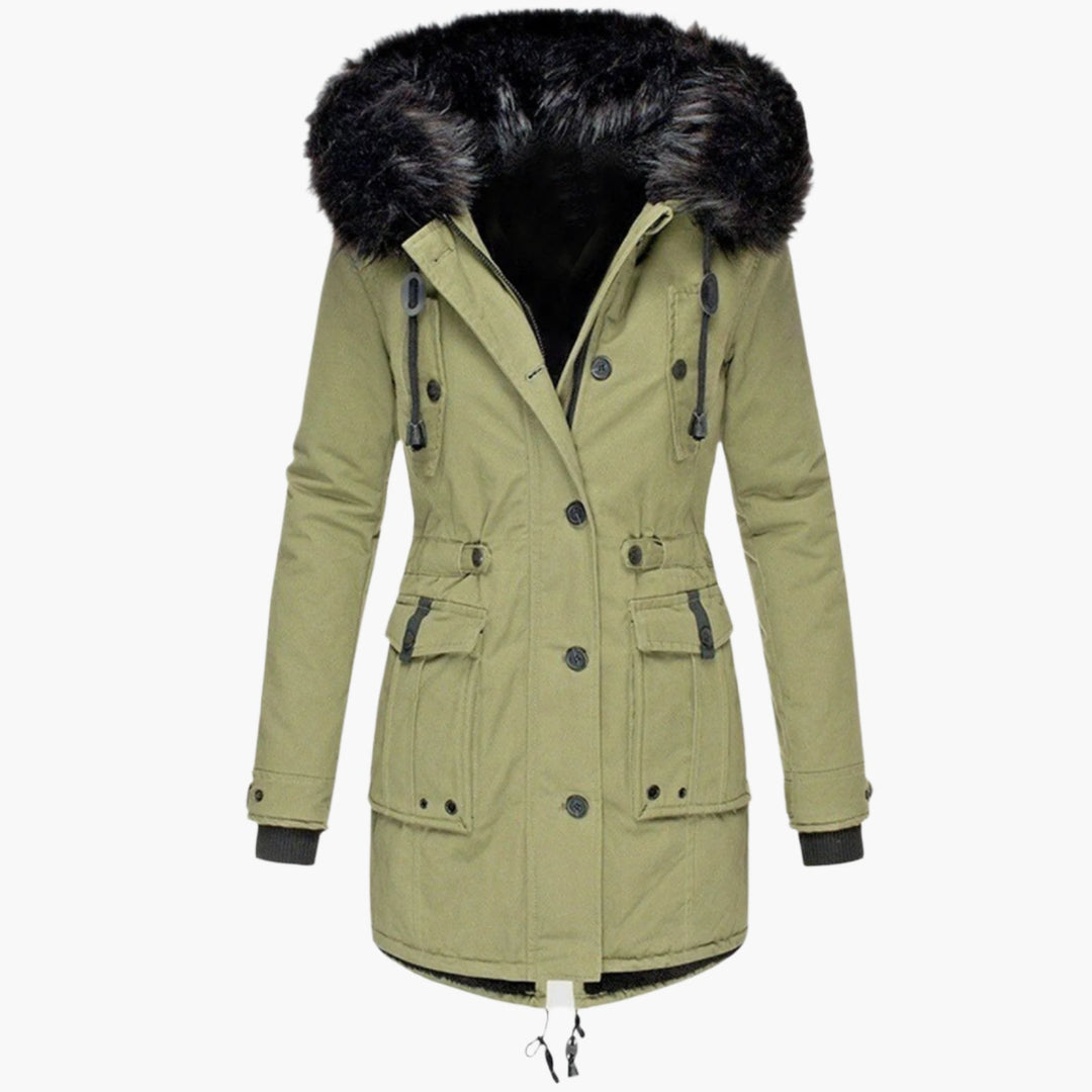 Andrea | Damen Casual Warme Longline Kapuzen Winterjacke