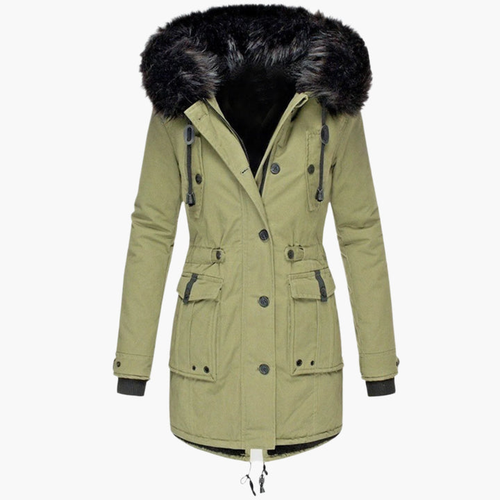 Andrea | Damen Casual Warme Longline Kapuzen Winterjacke