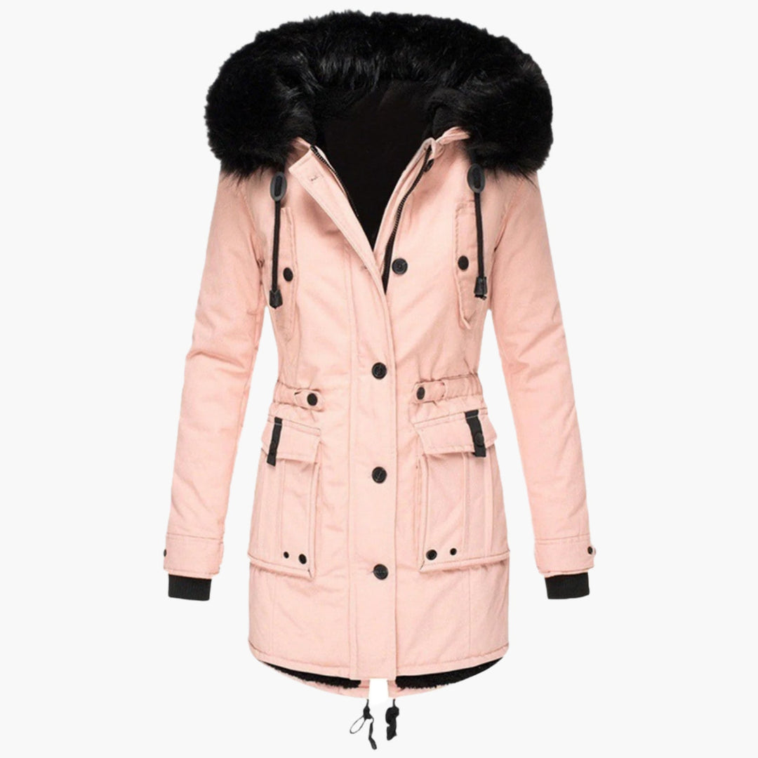 Andrea | Damen Casual Warme Longline Kapuzen Winterjacke