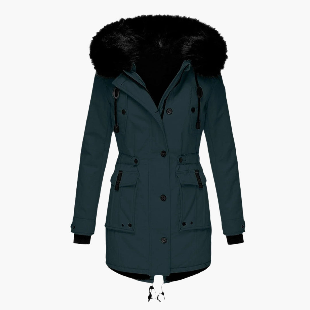 Andrea | Damen Casual Warme Longline Kapuzen Winterjacke