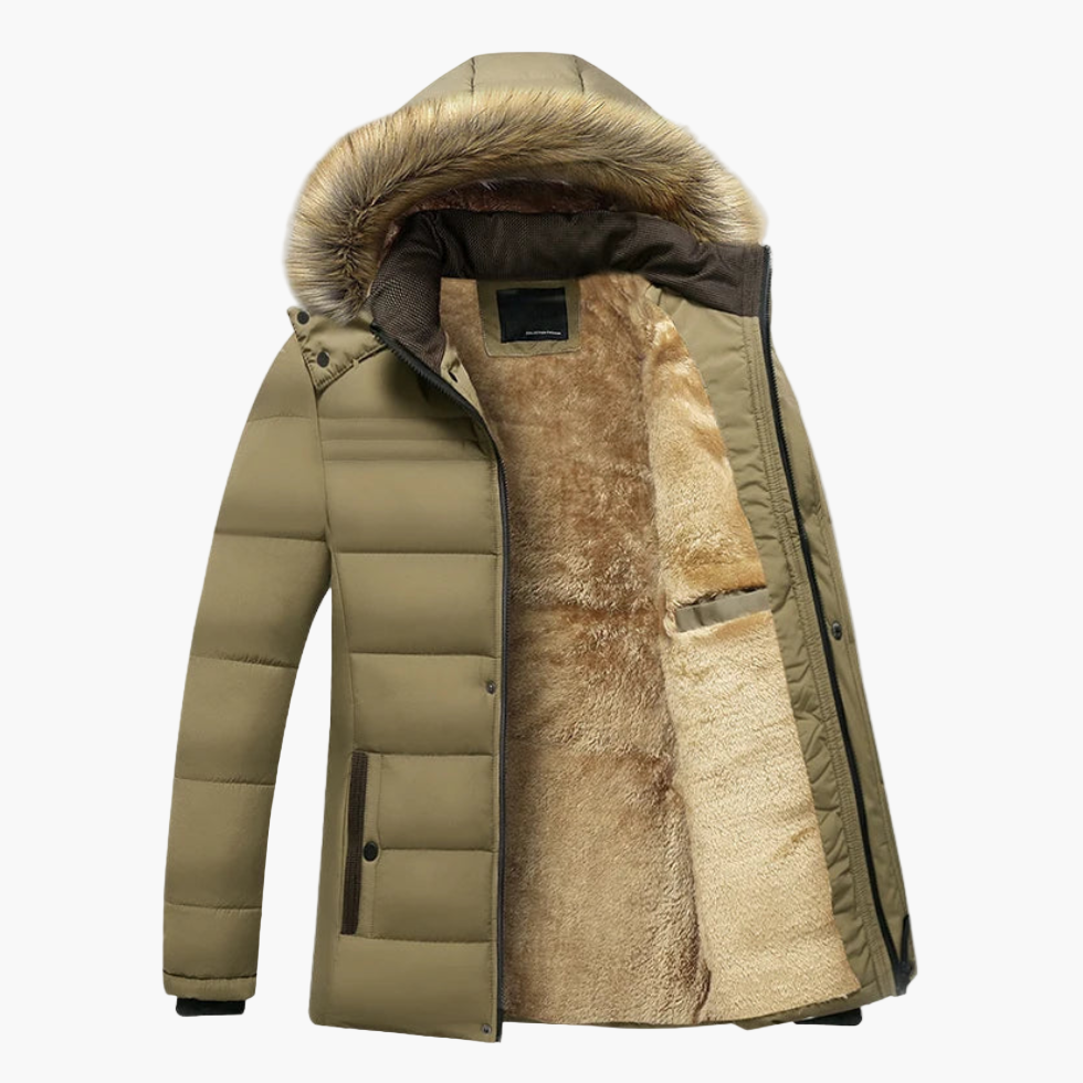 Karl | Herren Robuste Winterjacke mit Kapuze und Fellfutter