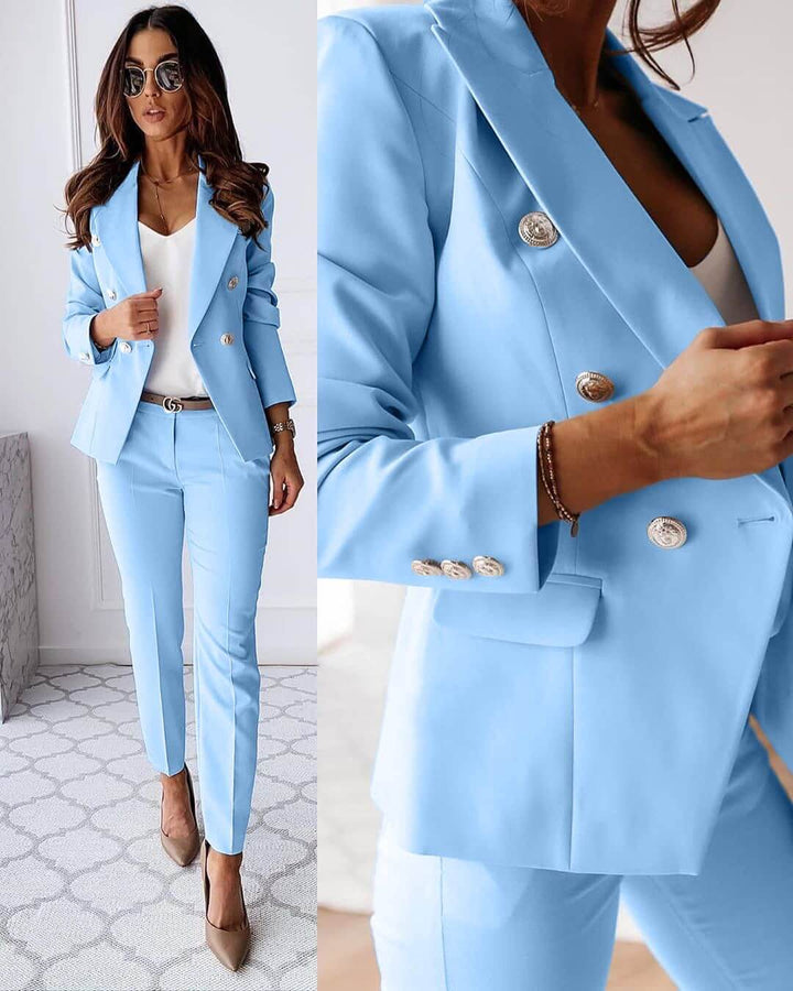 Katharina | Elegant Dame Dobbelt­radet Blazer og Bukse
