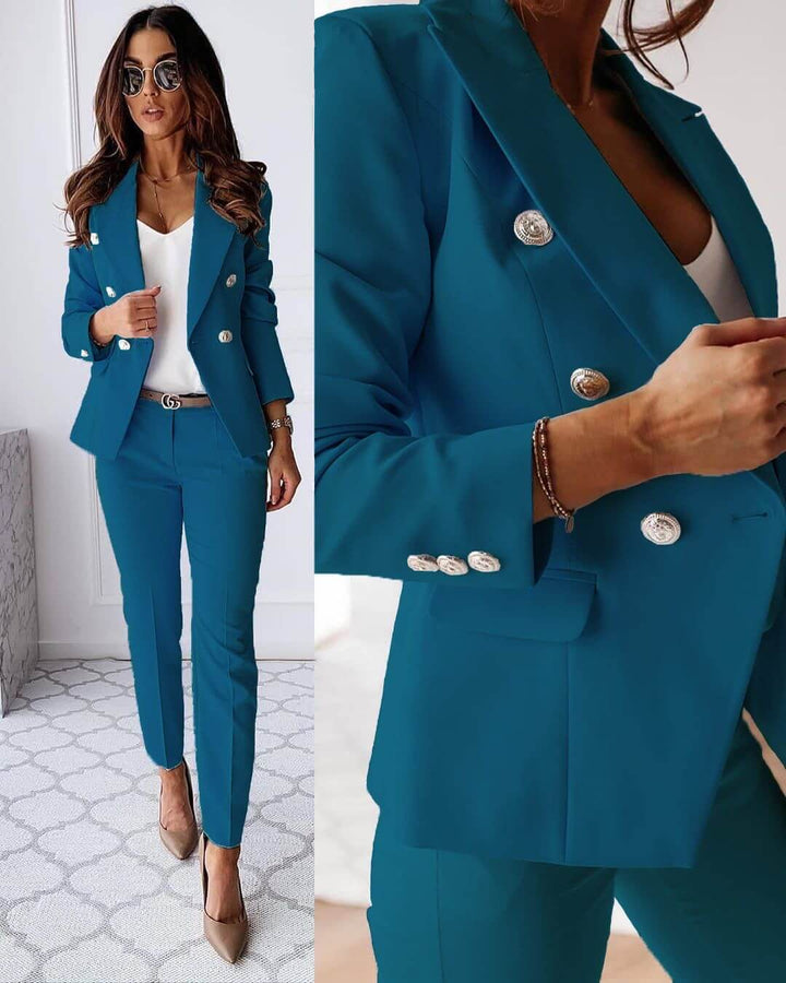 Katharina | Elegant Dame Dobbelt­radet Blazer og Bukse