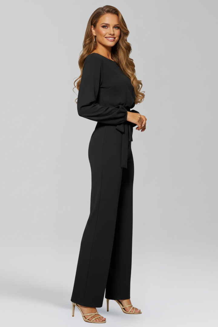 Hanna | Damen Wickel-Front Taillierter Wide-Leg Jumpsuit