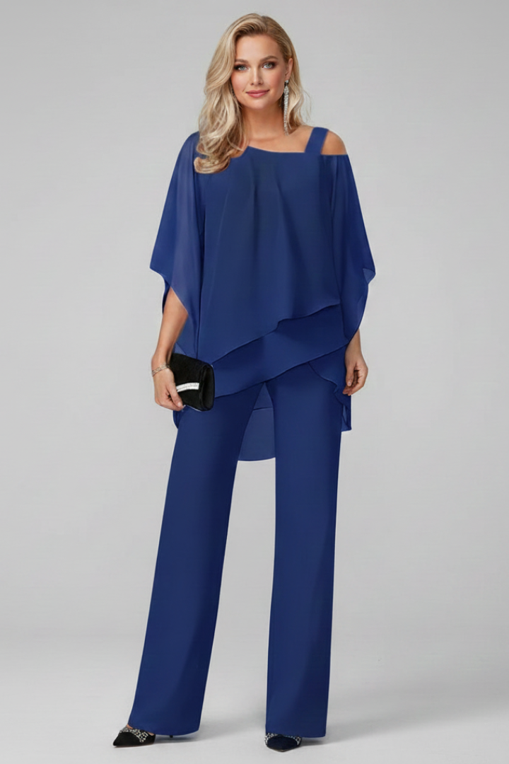 Isabella | Damen Off-Shoulder Fließender Wide-Leg Jumpsuit