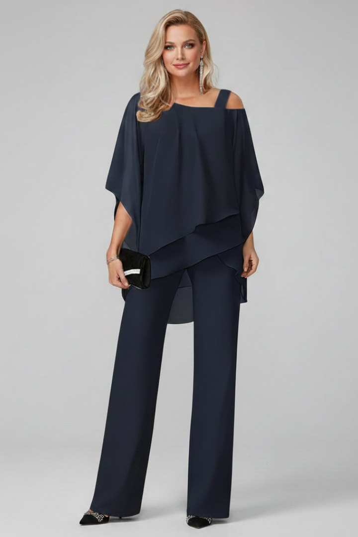 Isabella | Damen Off-Shoulder Fließender Wide-Leg Jumpsuit