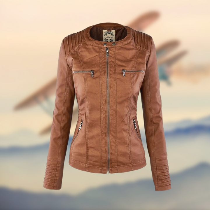 Natascha | Damen Slim Fit Lederjacke mit Reißverschluss