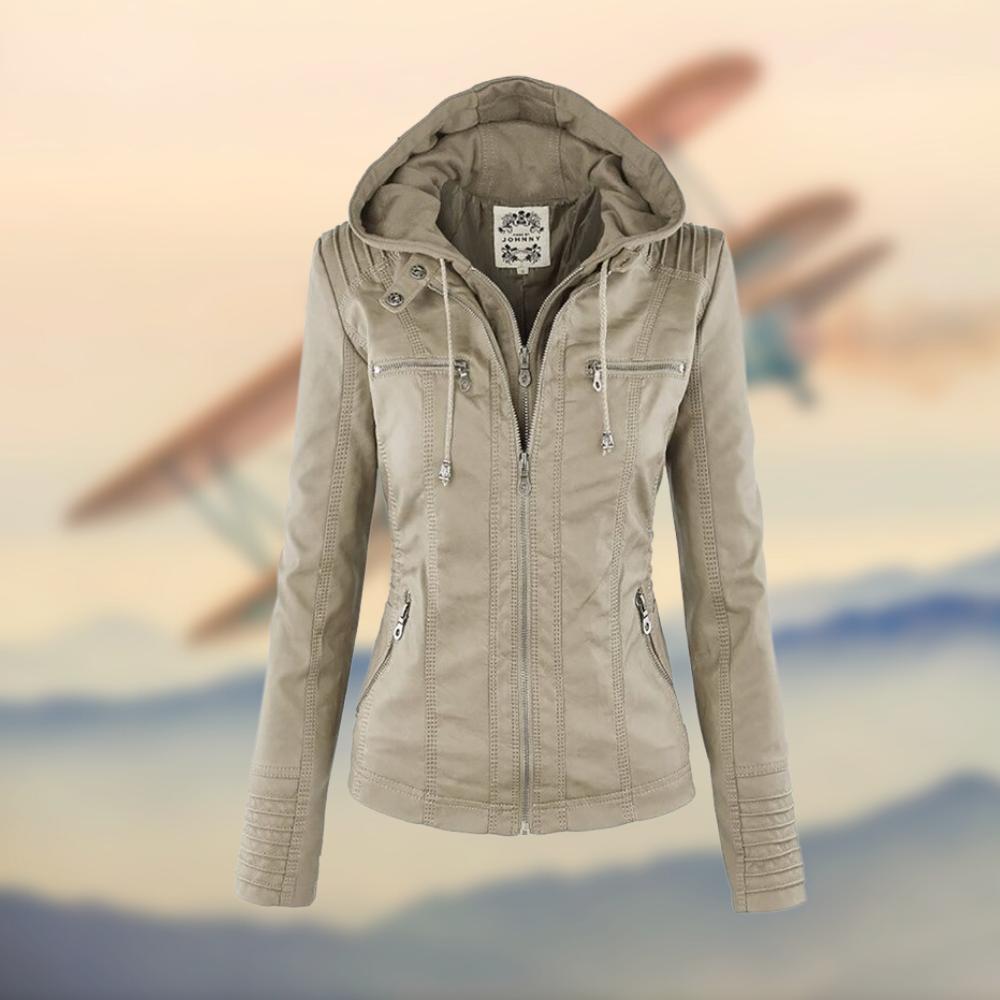 Natascha | Damen Slim Fit Lederjacke mit Reißverschluss