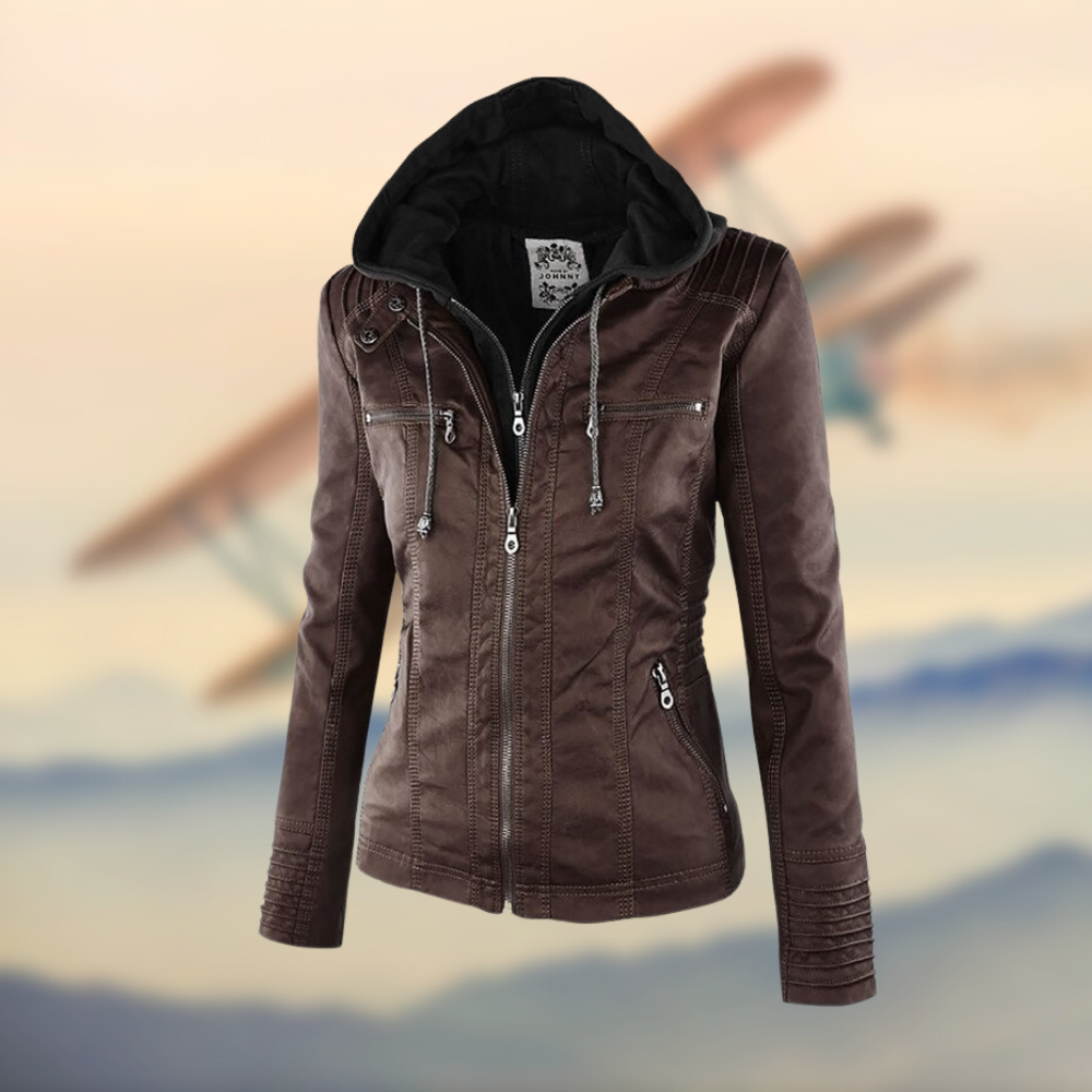 Natascha | Damen Slim Fit Lederjacke mit Reißverschluss