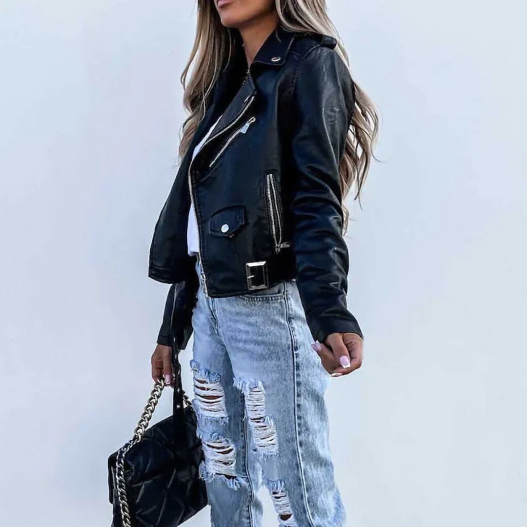 Lilian | Damen Klassische Lederjacke Winter Street Style