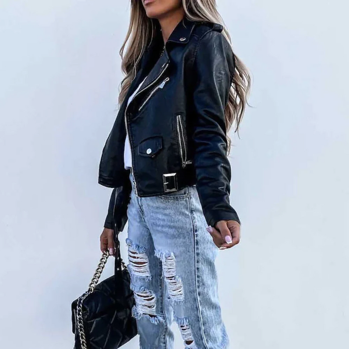 Lilian | Damen Klassische Lederjacke Winter Street Style
