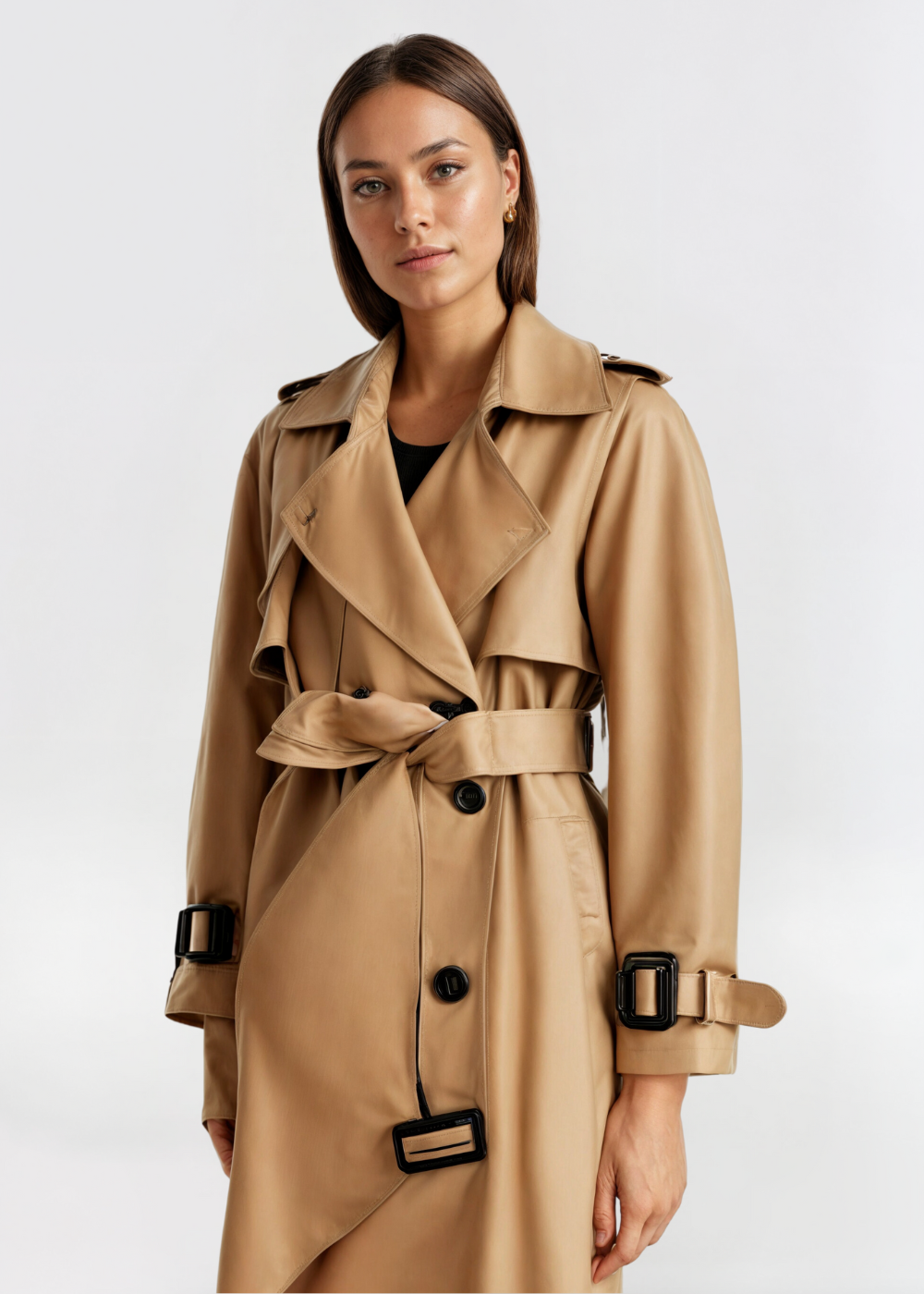 Emma | Damen Wasserfester Langer Wintertrenchcoat mit Gürtel