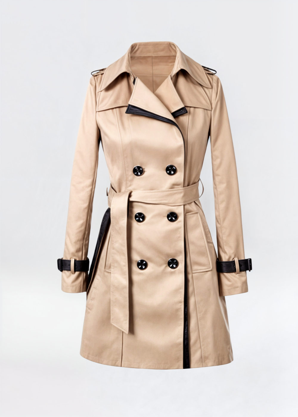 Eva | Damen Wasserfester Langer Wintertrenchcoat mit Knopfleiste