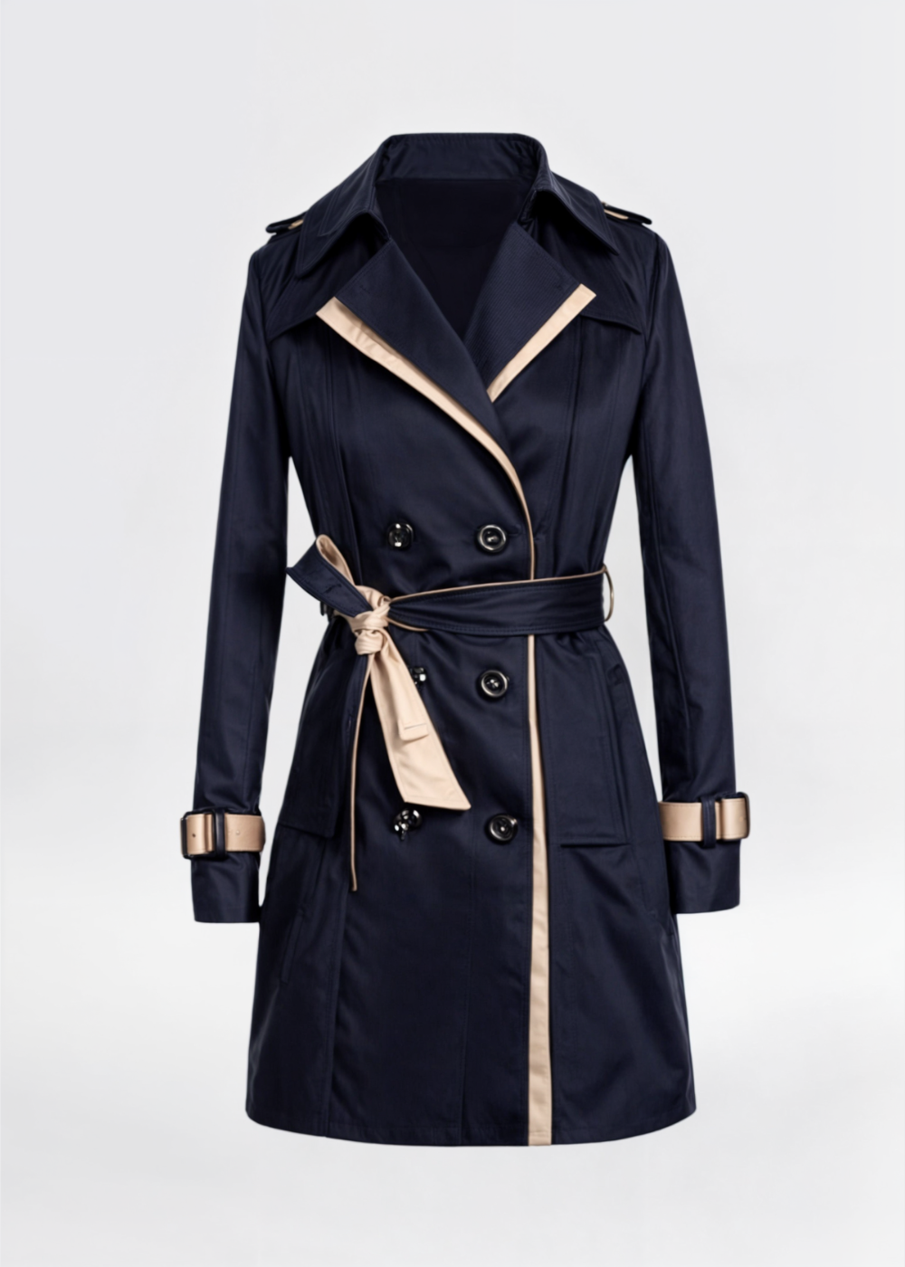 Eva | Damen Wasserfester Langer Wintertrenchcoat mit Knopfleiste