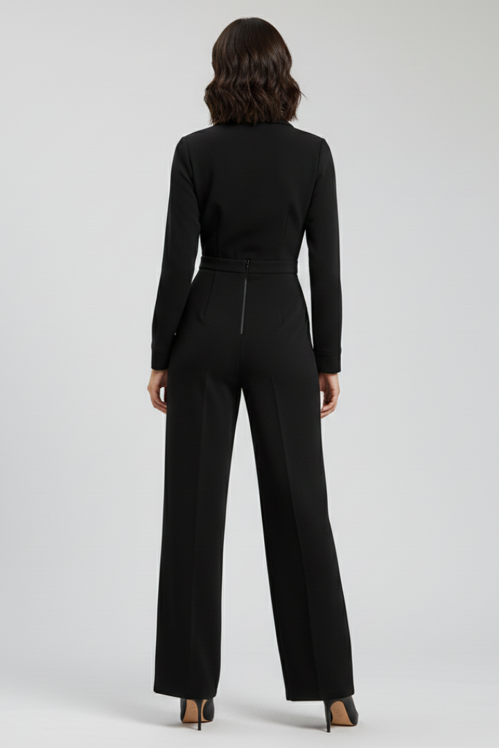 Jessica | Damen Kragen Wide-Leg Taillierter Jumpsuit