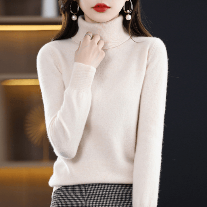 Elfriede | Damen Klassischer Warmer Strickpullover mit Rollkragen