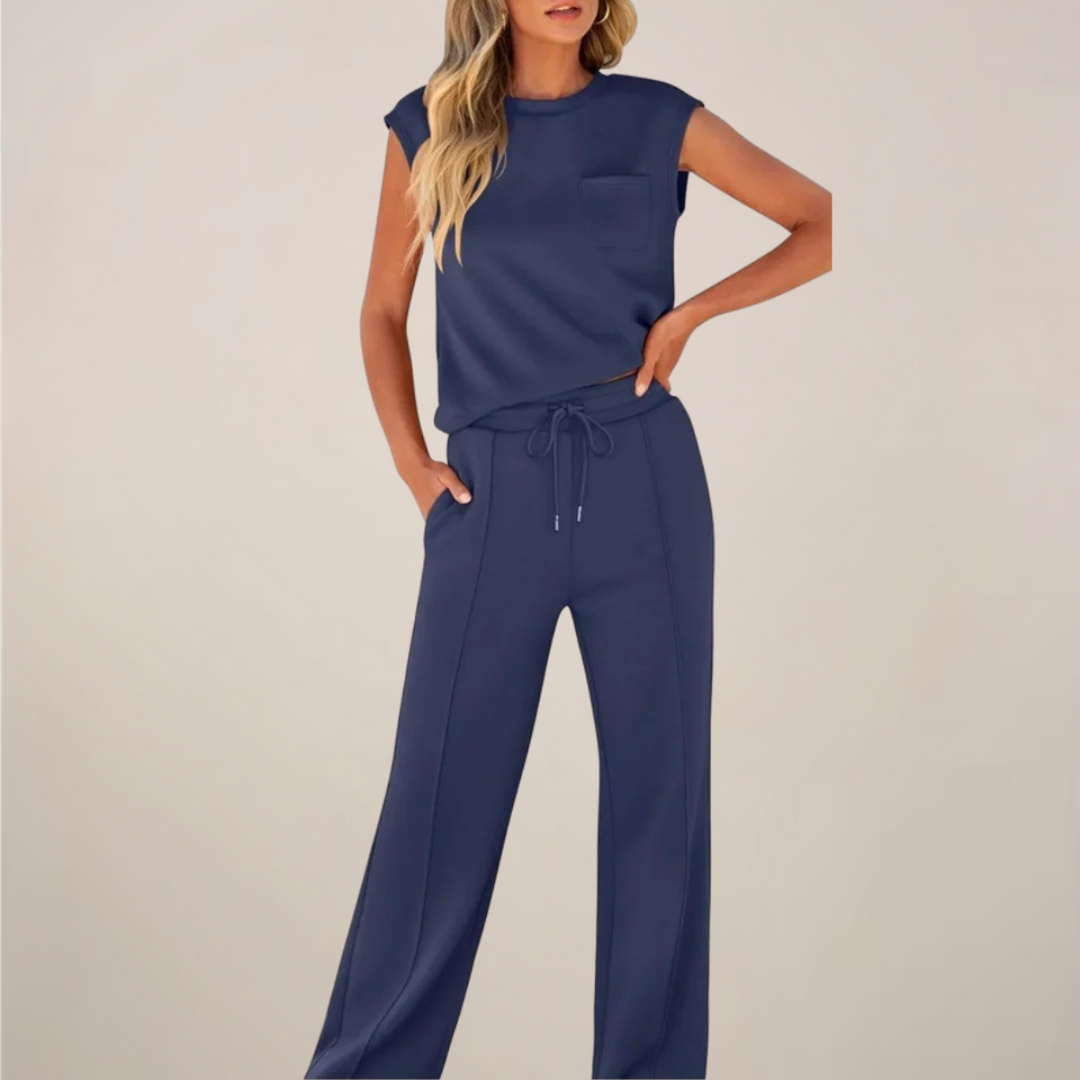 Leonie | Damen Ärmelloses Top Mit Kordelzug Hose Set
