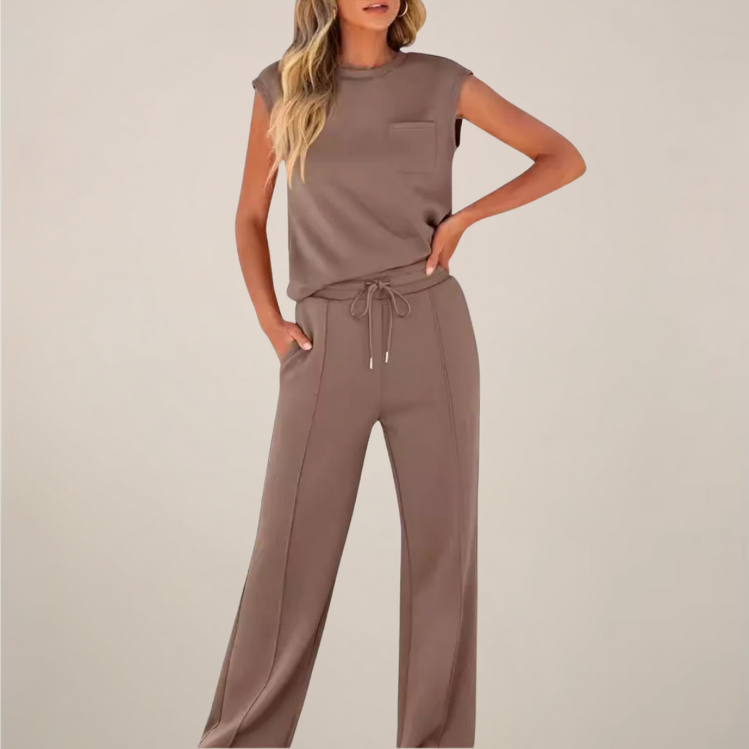 Leonie | Damen Ärmelloses Top Mit Kordelzug Hose Set