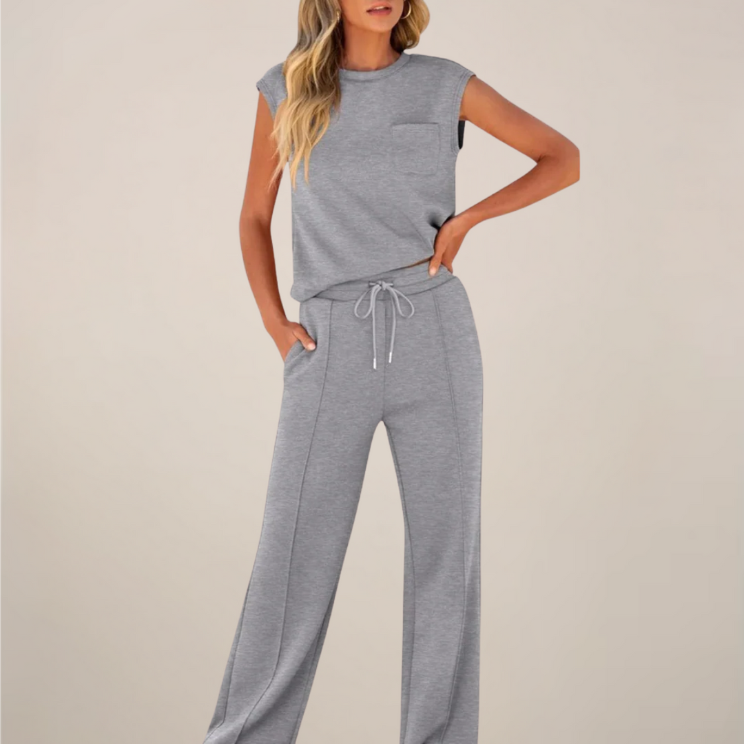 Leonie | Damen Ärmelloses Top Mit Kordelzug Hose Set