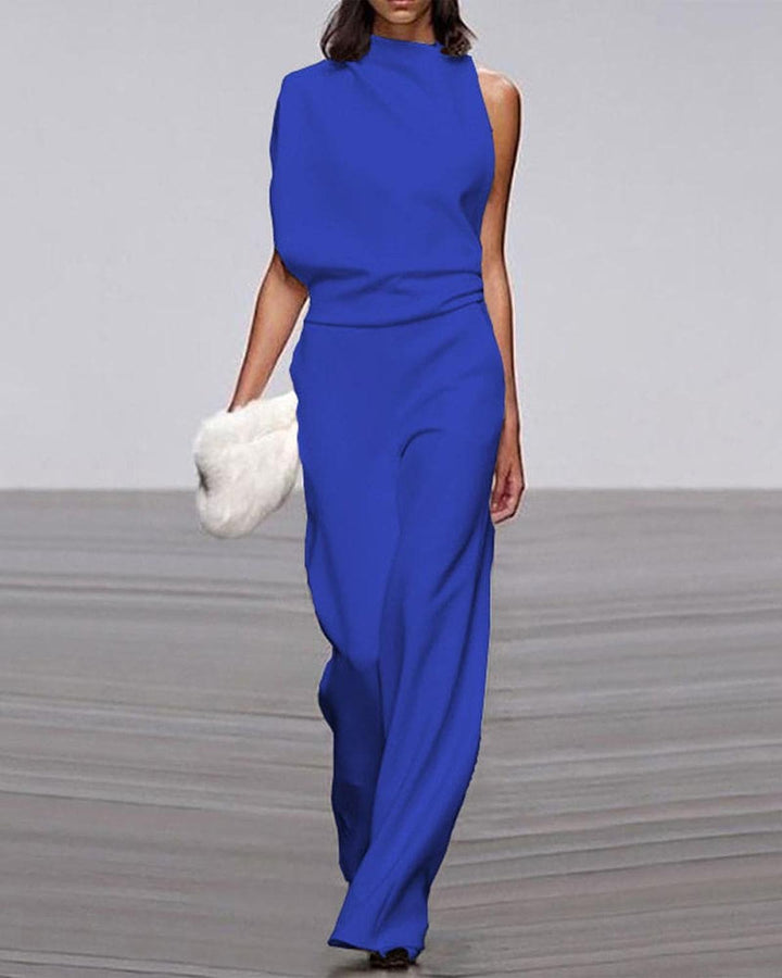 Viviane | Damen Ein Schulter Jumpsuit mit Weitem Bein