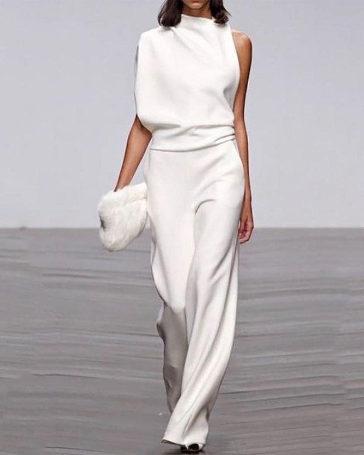 Viviane | Damen Ein Schulter Jumpsuit mit Weitem Bein