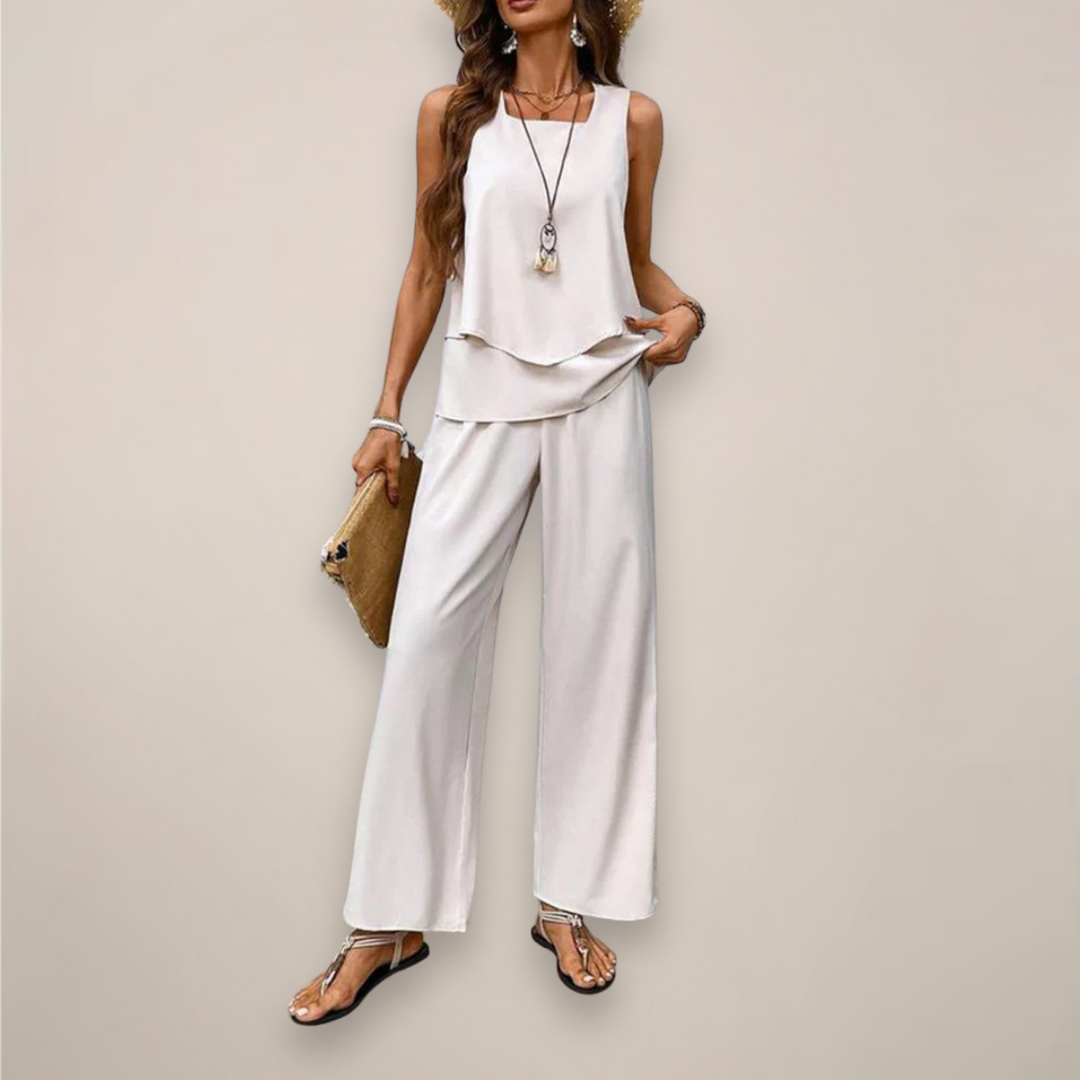 Kerstin | Damen Ärmelloses Top Und Hosen Set