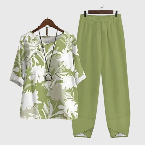 Veronika | Damen Lockeres Zweiteiliges Set mit Schmetterlings-Design