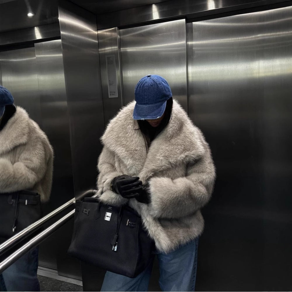 Claudia | Damen Wintermantel aus Kunstfell, warm