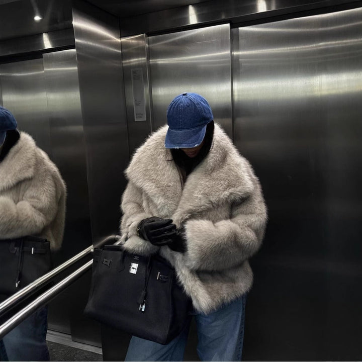 Claudia | Damen Wintermantel aus Kunstfell, warm